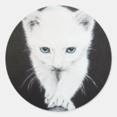 Witte katjes Teken Ronde Sticker (Voorkant)