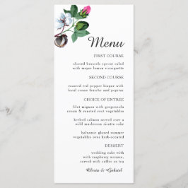 Witte katoenbloem. Mooie botanische bruiloft Menu