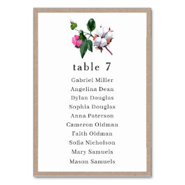 Witte katoenen bloem. Bruiloft Enkele zitplattegro Kaart