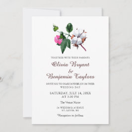 Witte katoenen bloem. Rustieke chique Natuur bruil Kaart