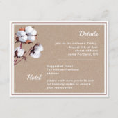 Witte katoenen bloemen Rustieke moderne bruiloft d Informatiekaartje (Voorkant)