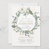 Witte katoenen tuinkrans Eerste Heilige Communie Kaart (Voorkant)