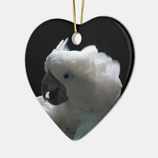 Witte katoenvogelsierplanten keramisch ornament (Links)