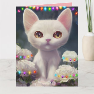 WITTE KATTE KATTE CHRISTMAS FANTASY BIG WENSKAART KAART
