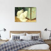 Witte katten die Goldfish bekijken Canvas Afdruk (Insitu (Slaapkamer))