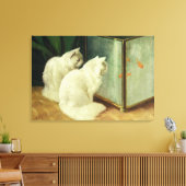 Witte katten die Goldfish bekijken Canvas Afdruk (Insitu (Woonkamer))