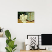 Witte katten die Goldfish bekijken Poster (Thuiskantoor)