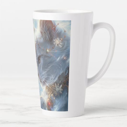 Witte Katten Digitale Kunst Latte Mok (Rechts)