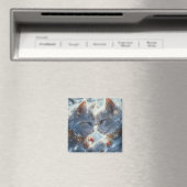 Witte Katten Digitale Kunst Magneet (Insitu (Vaatwasser))