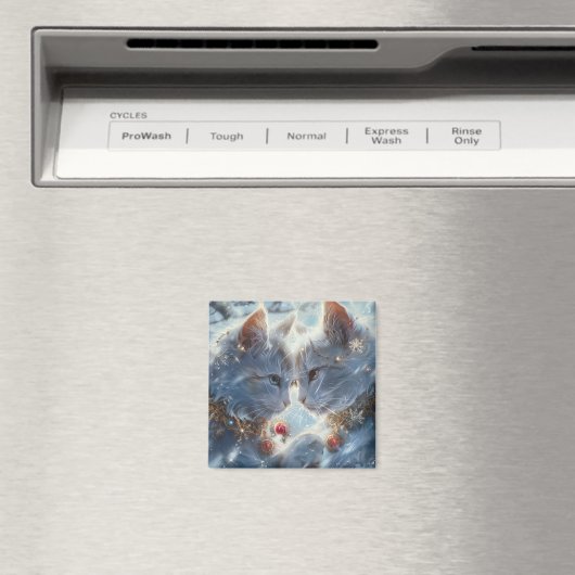 Witte Katten Digitale Kunst Magneet (Insitu (Vaatwasser))