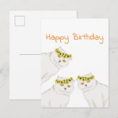 Witte katten Happy Birthday Briefkaart (Voorkant / Achterkant)