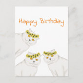 Witte katten Happy Birthday Briefkaart (Voorkant)