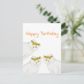 Witte katten Happy Birthday Briefkaart (Staand voorkant)