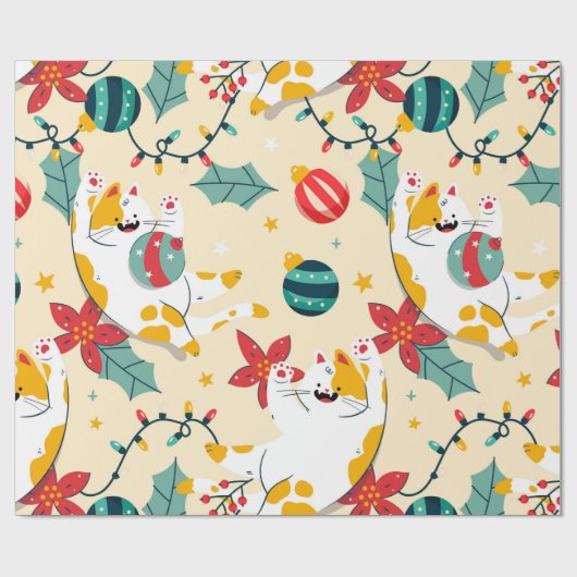 Witte Katten Inpakpapier (Vlak)