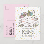 witte katten, kitten, dieren uitnodiging briefkaart (Voorkant / Achterkant)