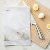 Witte katten met jouw naam theedoek (Quarter Fold)