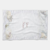 Witte katten met jouw naam theedoek (Horizontaal)