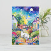 Witte katten op bezoek kaart (Staand voorkant)