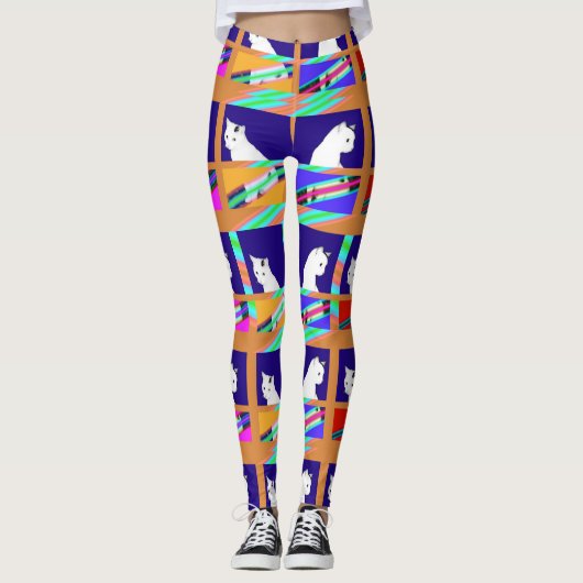 Witte katten op Windows Leggings (Voorkant)