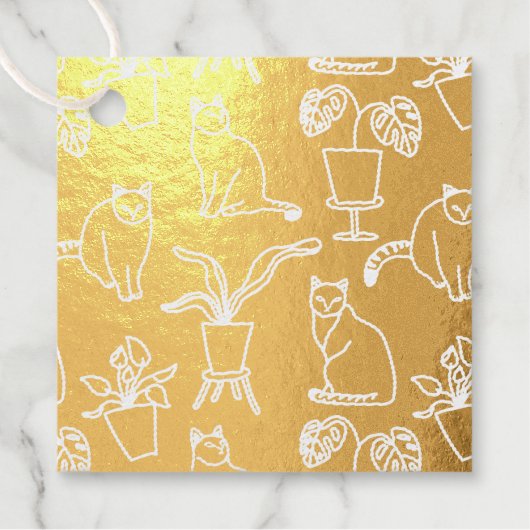 Witte katten op zwart bedankjes labels (Voorkant)