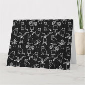 Witte katten op zwart bedankkaart (Achterkant)
