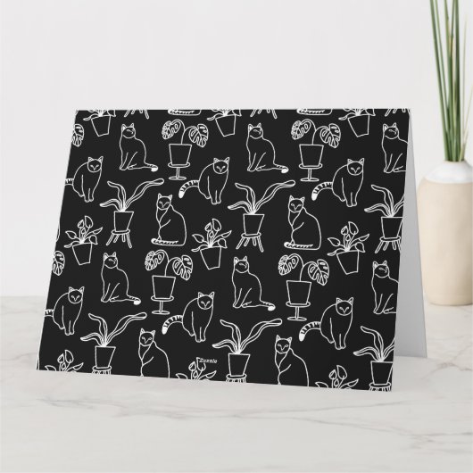 Witte katten op zwart bedankkaart (Achterkant)