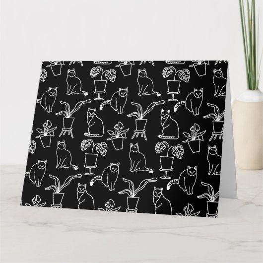 Witte katten op zwart bedankkaart (Voorkant)