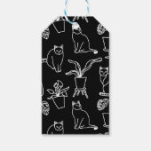 Witte katten op zwart cadeaulabel (Voorkant)