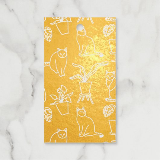 Witte katten op zwart cadeaulabels (Voorkant)