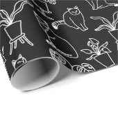 Witte katten op zwart cadeaupapier (Rol Hoek)