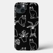 Witte katten op zwart Case-Mate iPhone case (Achterkant)