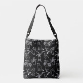 Witte katten op zwart crossbody tas (Achterkant)
