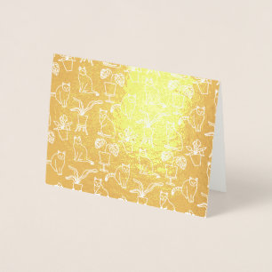 Witte katten op zwart folie kaarten