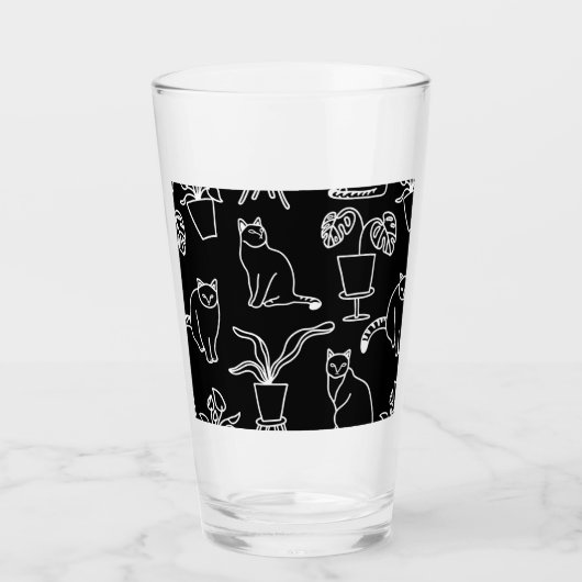 Witte katten op zwart glas (Voorkant)