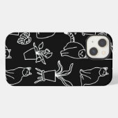 Witte katten op zwart iPhone hoesje (Achterkant horizontaal)