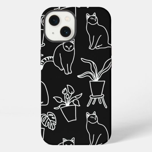 Witte katten op zwart iPhone hoesje (Achterkant)
