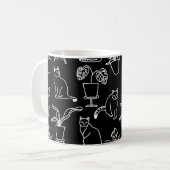 Witte katten op zwart koffiemok (Voorkant links)