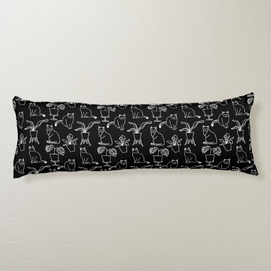 Witte katten op zwart lichaamskussen (Achterkant)