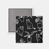 Witte katten op zwart magneet (Voorkant / Achterkant)
