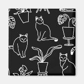 Witte katten op zwart magneet (Voorkant)