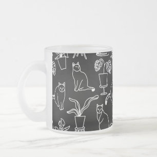 Witte katten op zwart matglas koffiemok