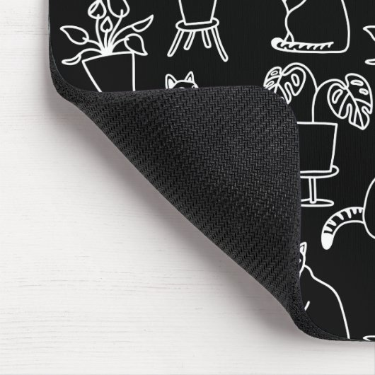 Witte katten op zwart muismat (Hoek)