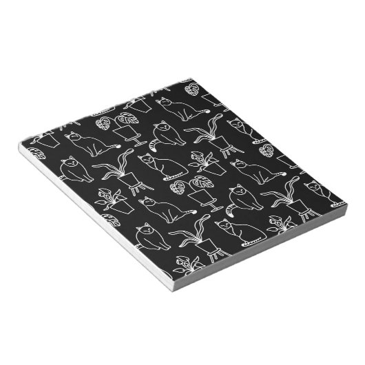 Witte katten op zwart notitieblok (Schuin)