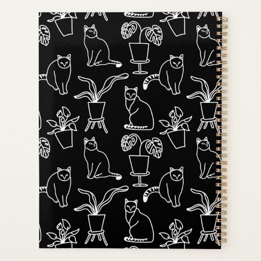 Witte katten op zwart planner (Achterkant)
