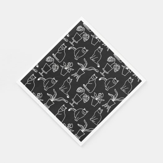 Witte katten op zwart servet (Hoek)