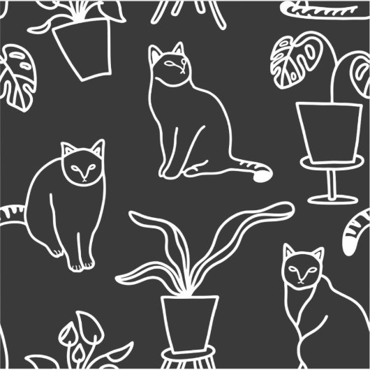 Witte katten op zwart sticker (Voorkant)