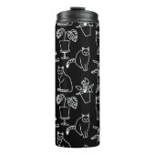 Witte katten op zwart thermosbeker (Voorkant)