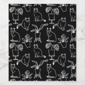 Witte katten op zwart wijn etiket (Enkel label)