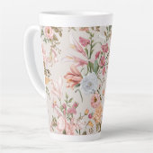Witte katten Roze rozen Bloemen Latte Mok (Linkerhoek)