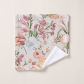 Witte katten Roze rozen Bloemmotief Bad Handdoek (Wasdoekje)